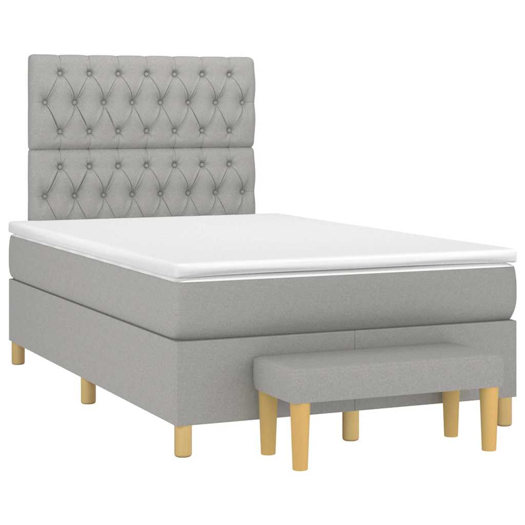 vidaXL Κρεβάτι Boxspring με Στρώμα Ανοιχτό Γκρι 120x190 εκ. Υφασμάτινο