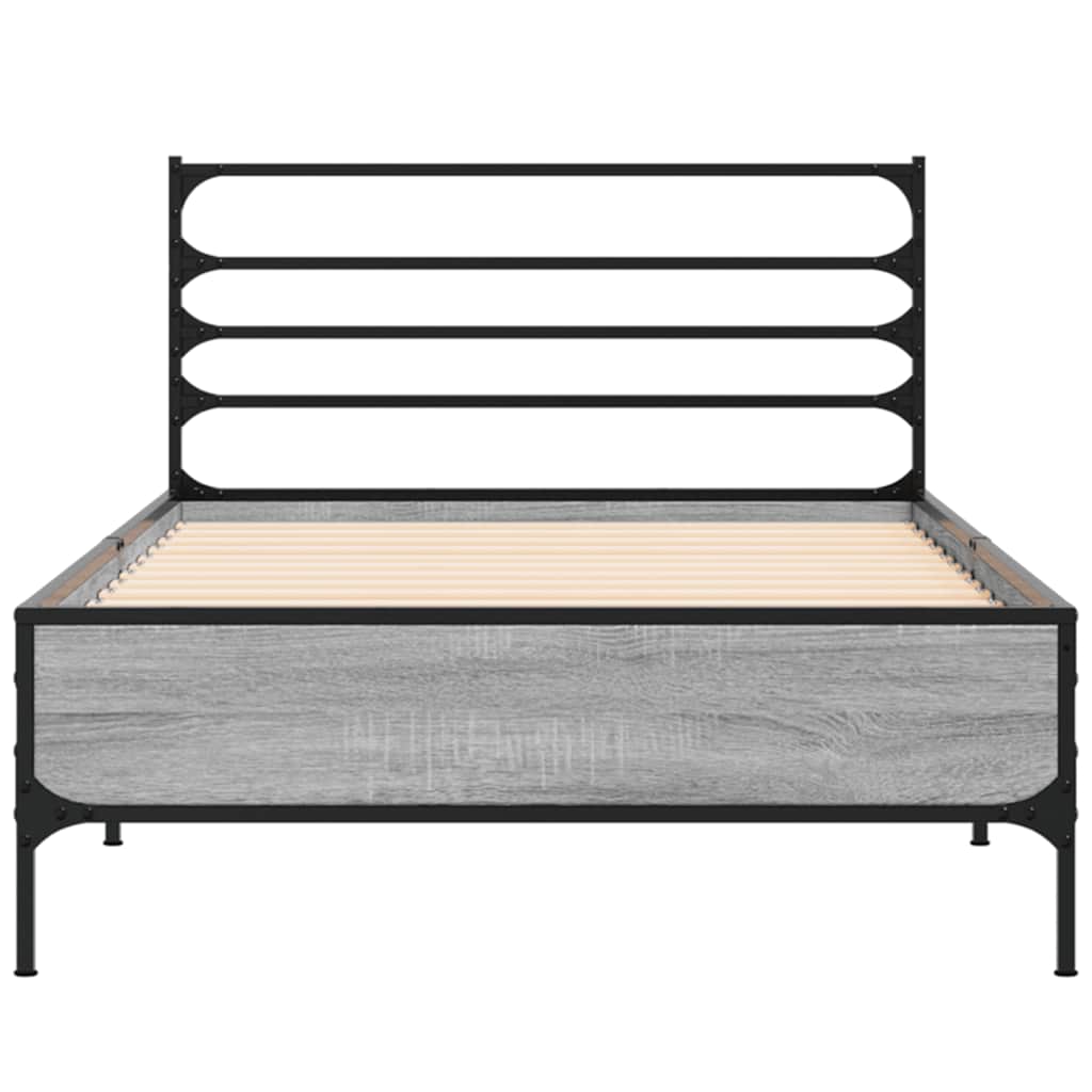 vidaXL Πλαίσιο Κρεβατιού Γκρι Sonoma 100x200 εκ. Επεξ. Ξύλο & Μέταλλο