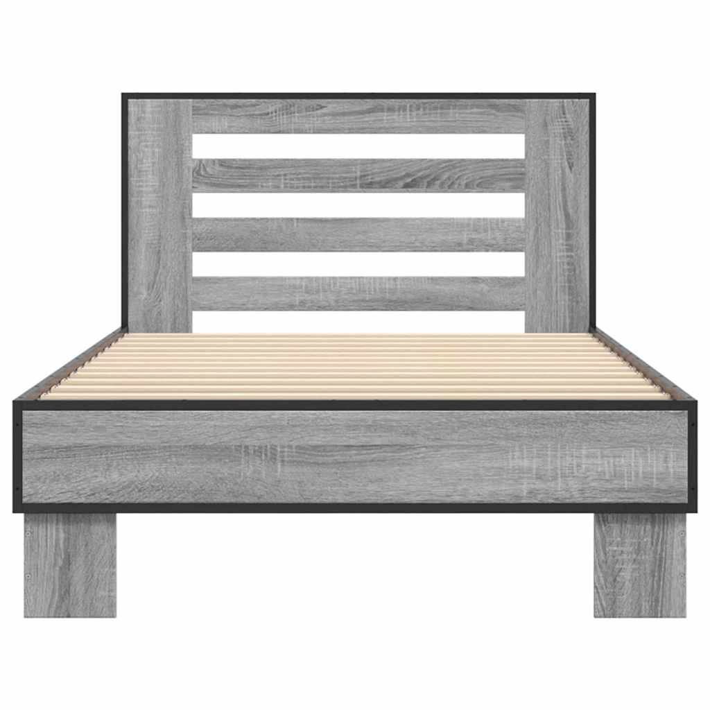 vidaXL Πλαίσιο Κρεβατιού Γκρι Sonoma 100x200 εκ. Επεξ. Ξύλο & Μέταλλο