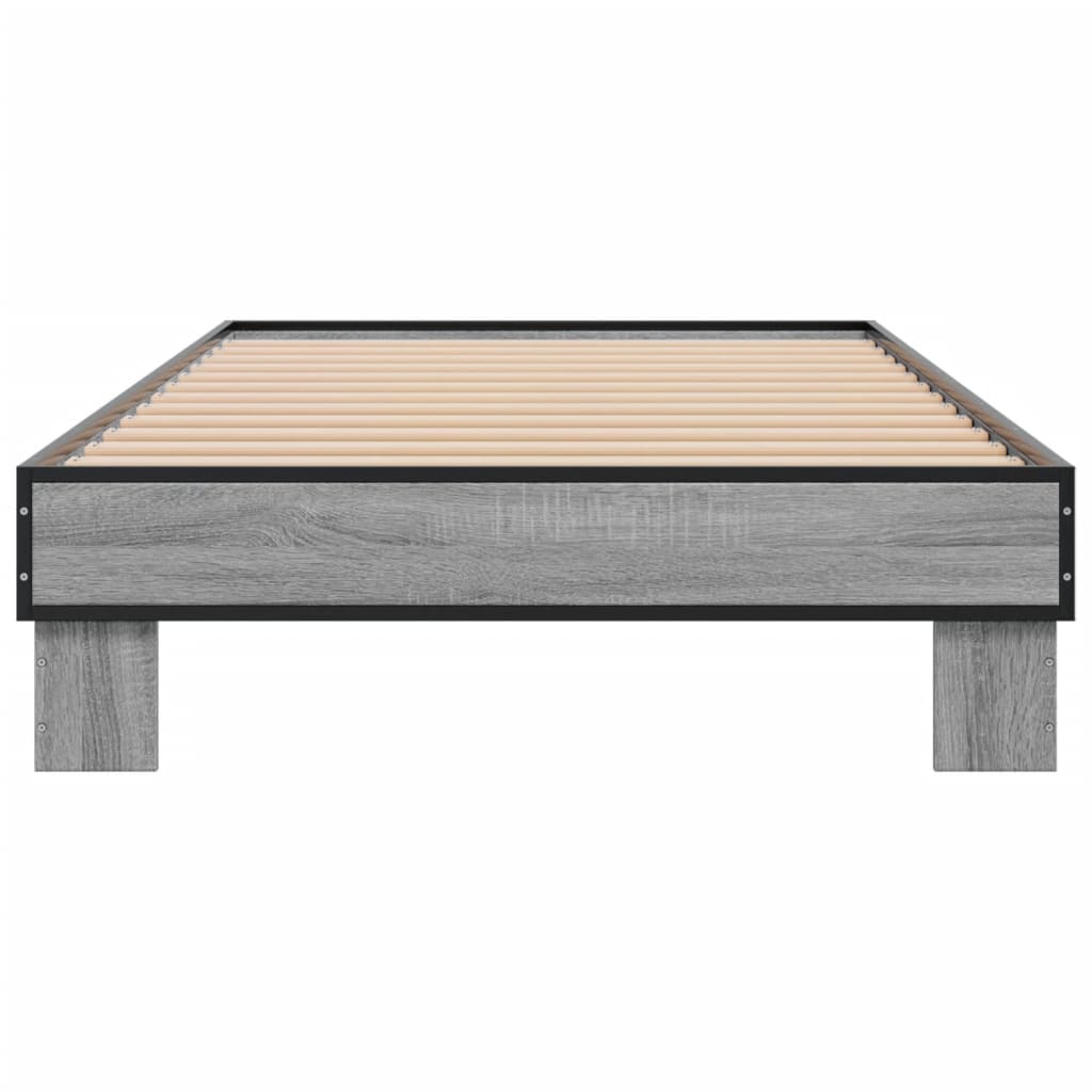 vidaXL Πλαίσιο Κρεβατιού Γκρι Sonoma 90x200 εκ. Επεξ. Ξύλο & Μέταλλο