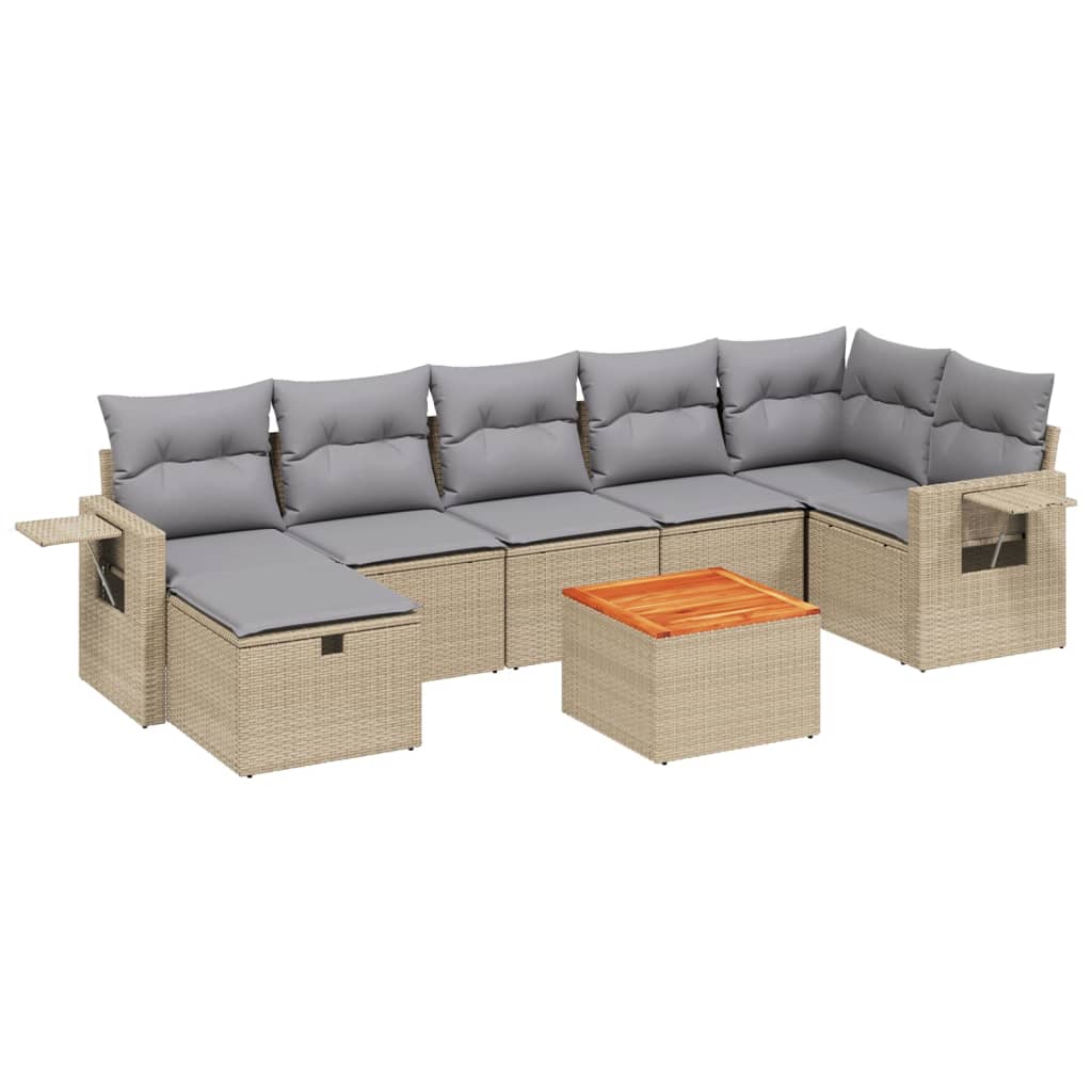 vidaXL Patio Sofa Set 7-θέσια Μίξη μπεζ και ανοιχτό γκρι