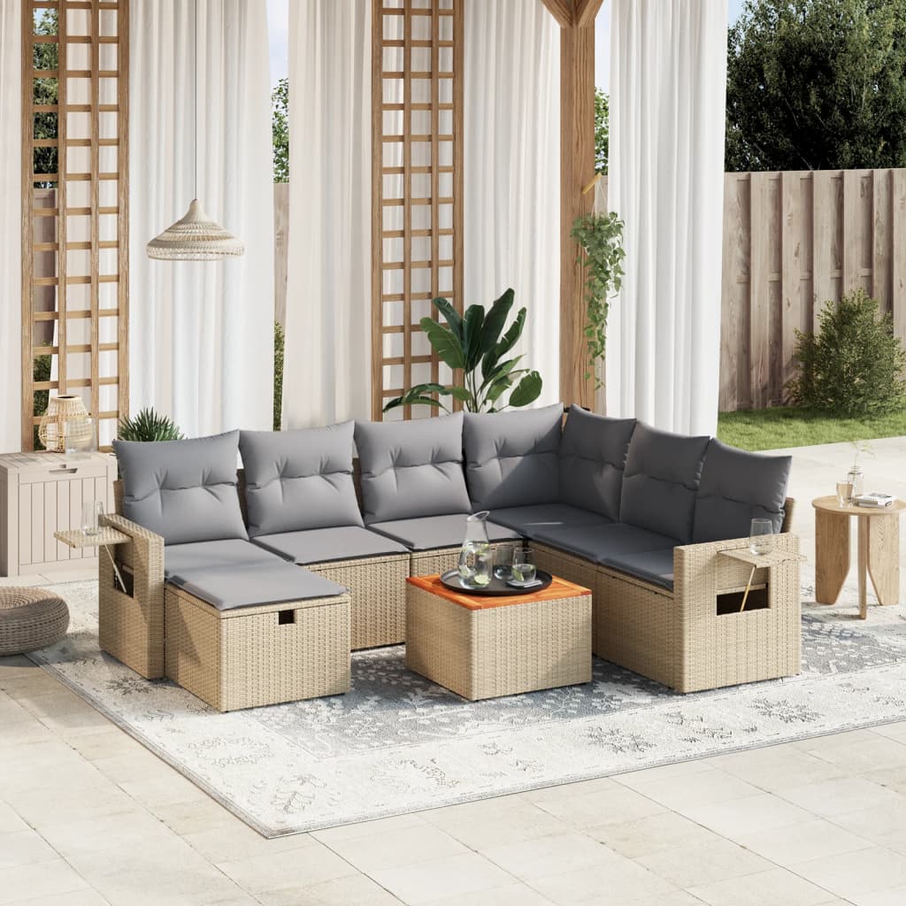 vidaXL Patio Sofa Set 6-θέσια Μίξη μπεζ και ανοιχτό γκρι