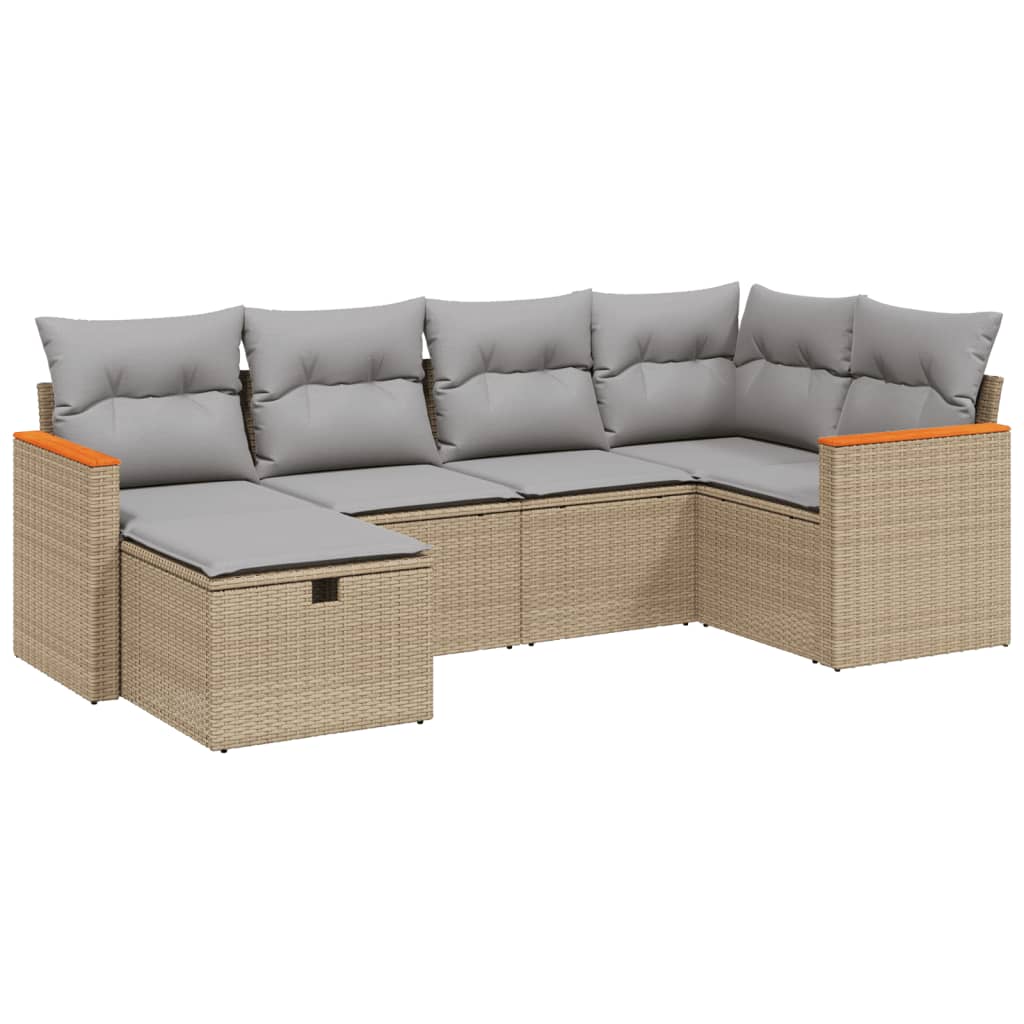 vidaXL Patio Sofa Set 6 τμχ. 6-θέσια Μπεζ και Γκρι