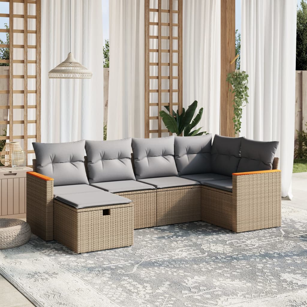 vidaXL Patio Sofa Set 6 τμχ. 6-θέσια Μπεζ και Γκρι