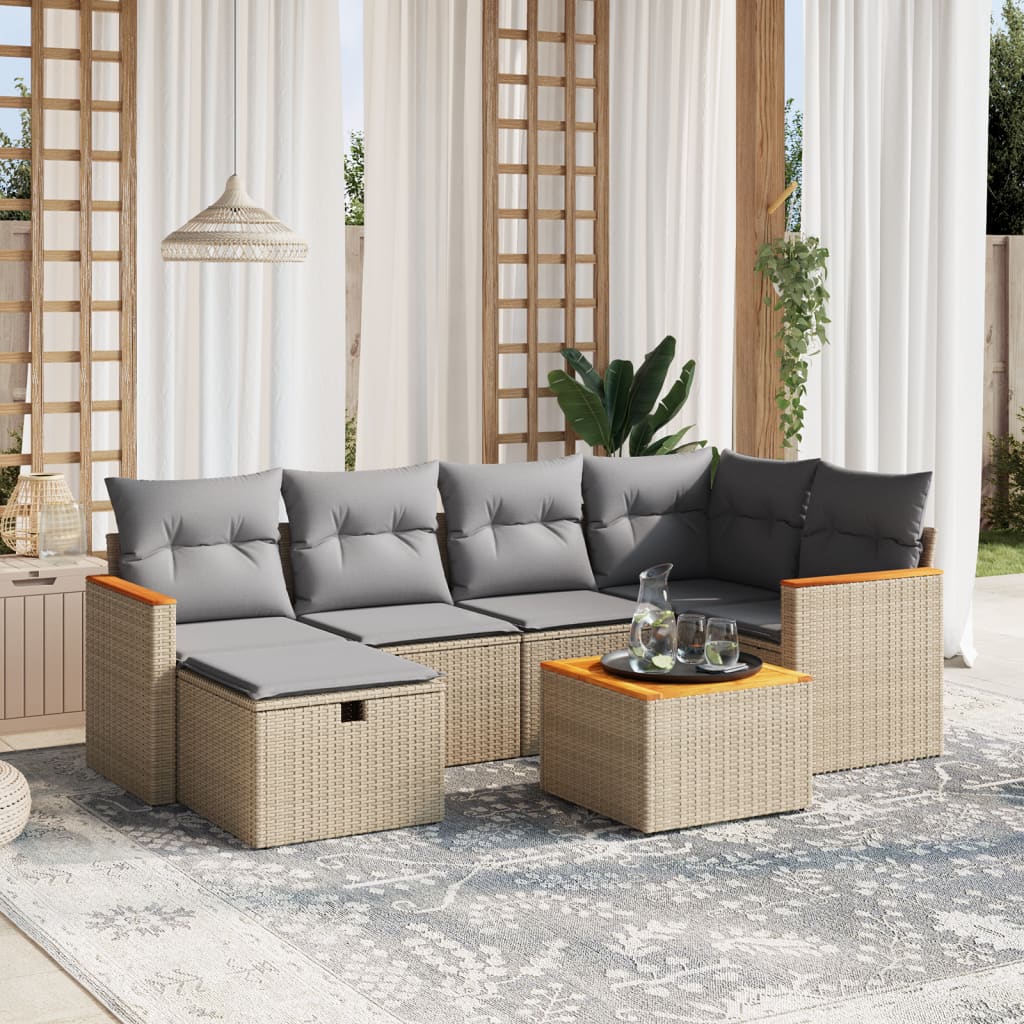 vidaXL Patio Sofa Set 6 τμχ. 6-θέσια Μπεζ και Γκρι