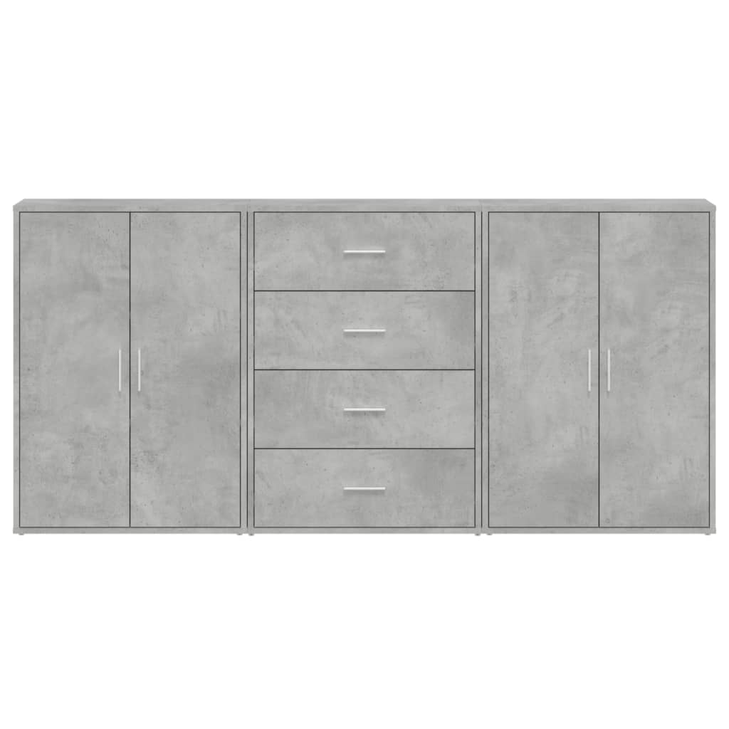 vidaXL Βοηθητικά Ντουλάπια 3 τεμ. Γκρι Σκυρ. 60x31x84 εκ. Επεξ. Ξύλο