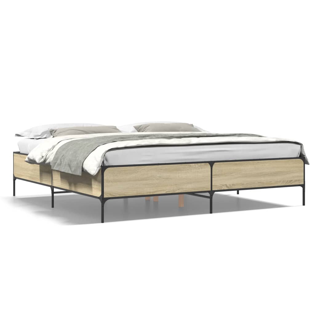 vidaXL Πλαίσιο Κρεβατιού Sonoma Δρυς 200x200 εκ. Επεξ. Ξύλο & Μέταλλο