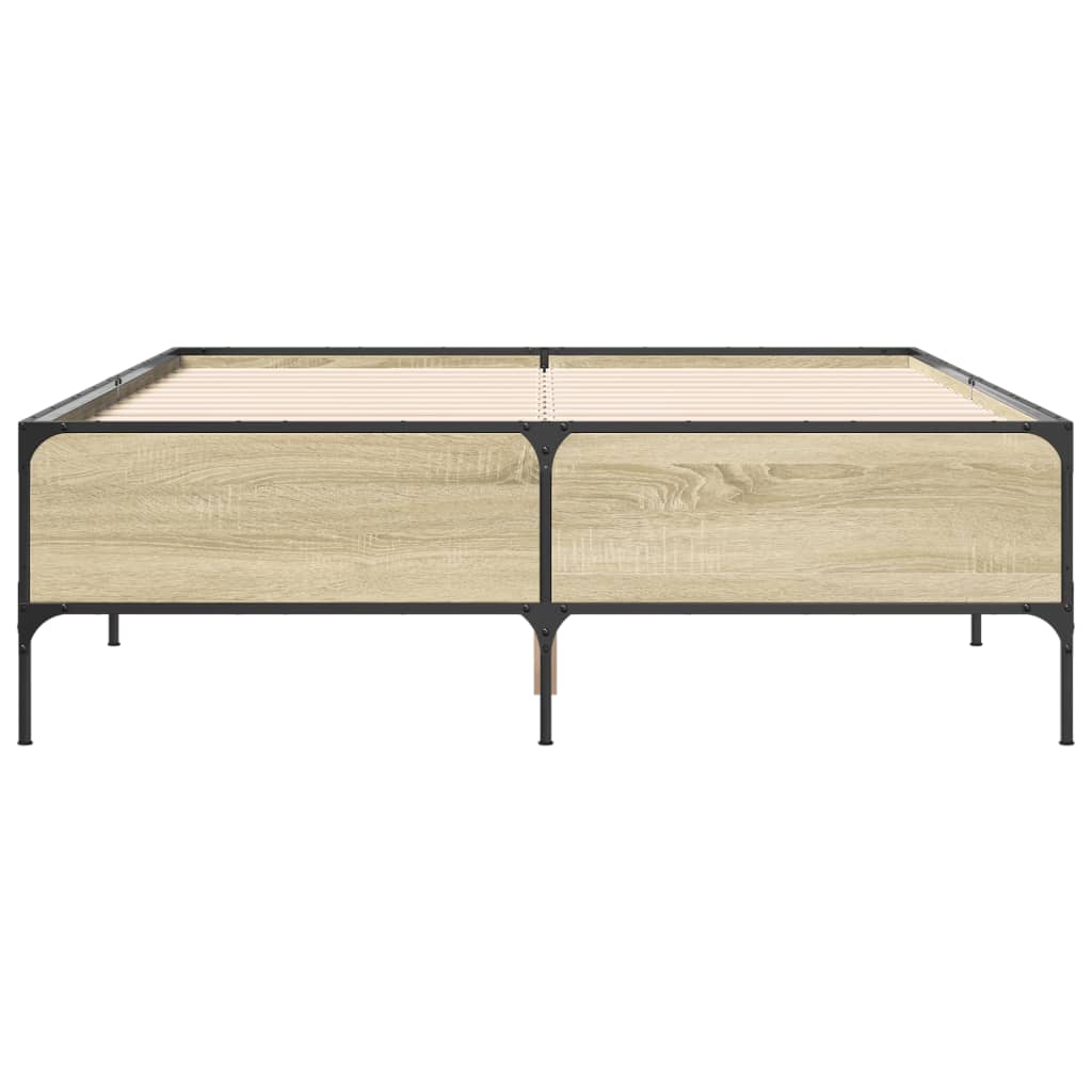 vidaXL Πλαίσιο Κρεβατιού Sonoma Δρυς 150x200 εκ. Επεξ. Ξύλο & Μέταλλο