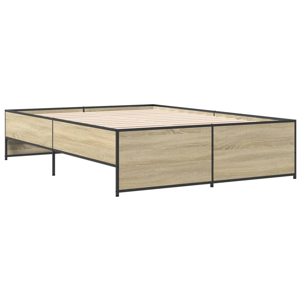 vidaXL Πλαίσιο Κρεβατιού Sonoma Δρυς 120x200 εκ. Επεξ. Ξύλο & Μέταλλο