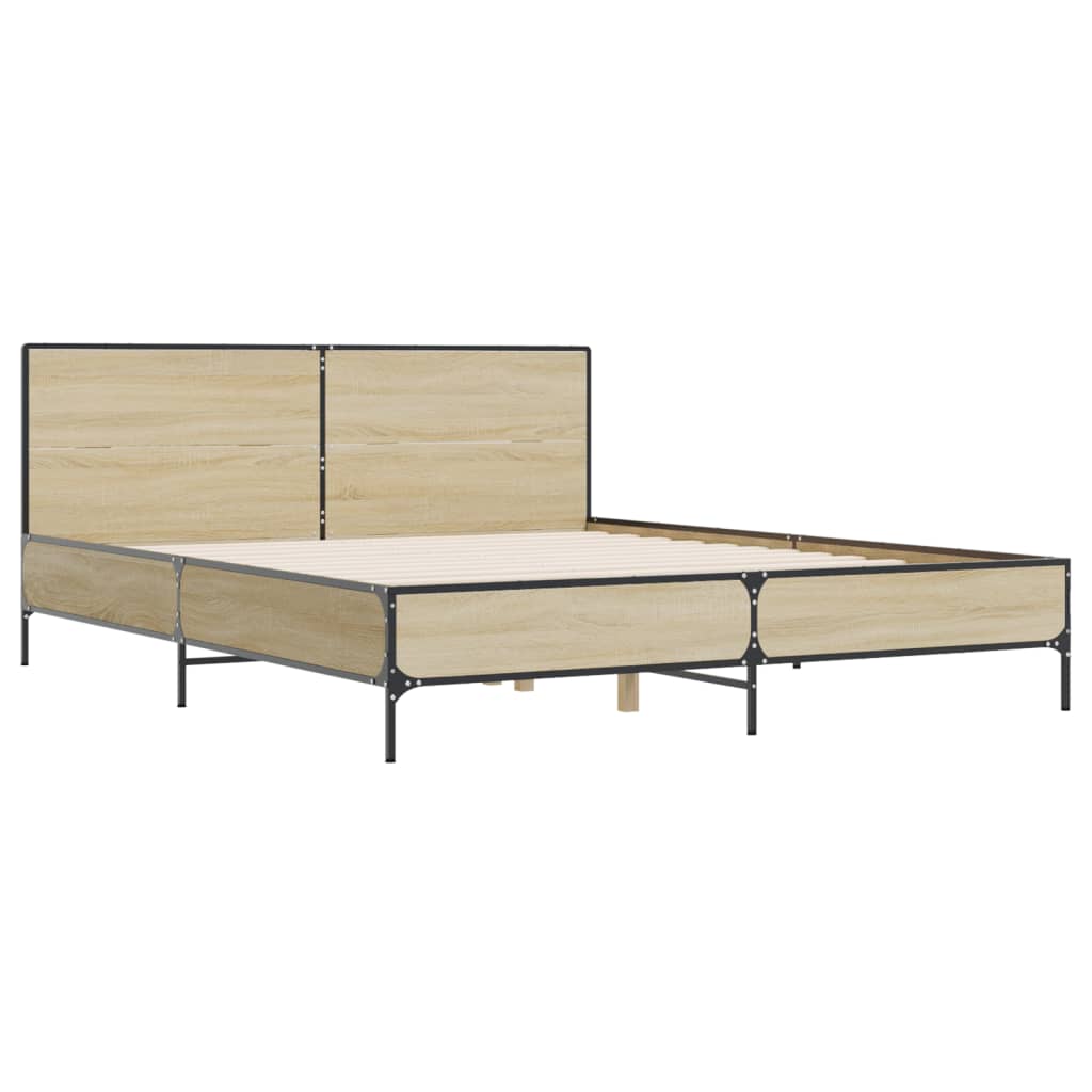 vidaXL Πλαίσιο Κρεβατιού Sonoma Δρυς 120x200 εκ. Επεξ. Ξύλο & Μέταλλο