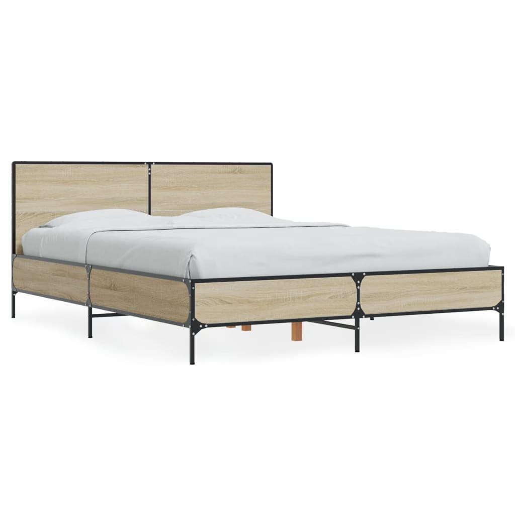 vidaXL Πλαίσιο Κρεβατιού Sonoma Δρυς 120x190 εκ. Επεξ. Ξύλο & Μέταλλο