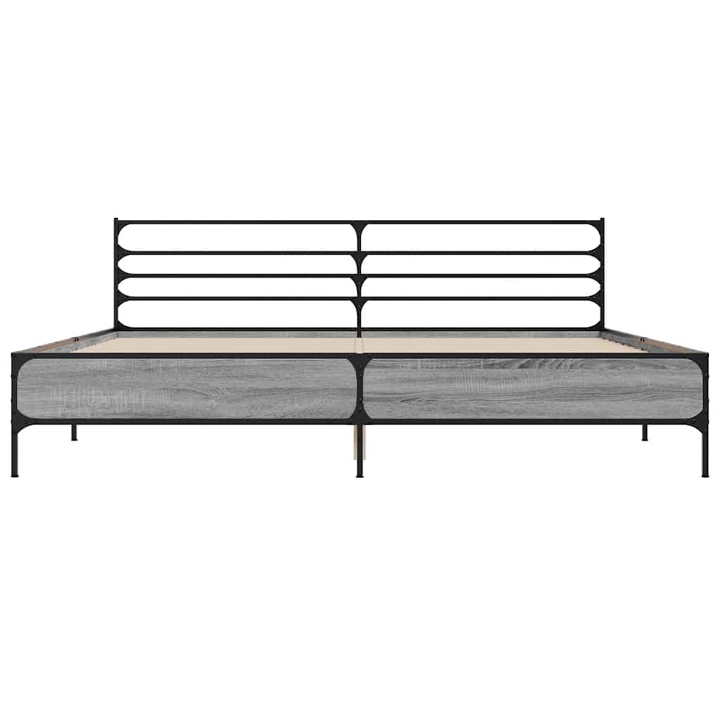 vidaXL Πλαίσιο Κρεβατιού Γκρι Sonoma 200x200 εκ. Επεξ. Ξύλο & Μέταλλο