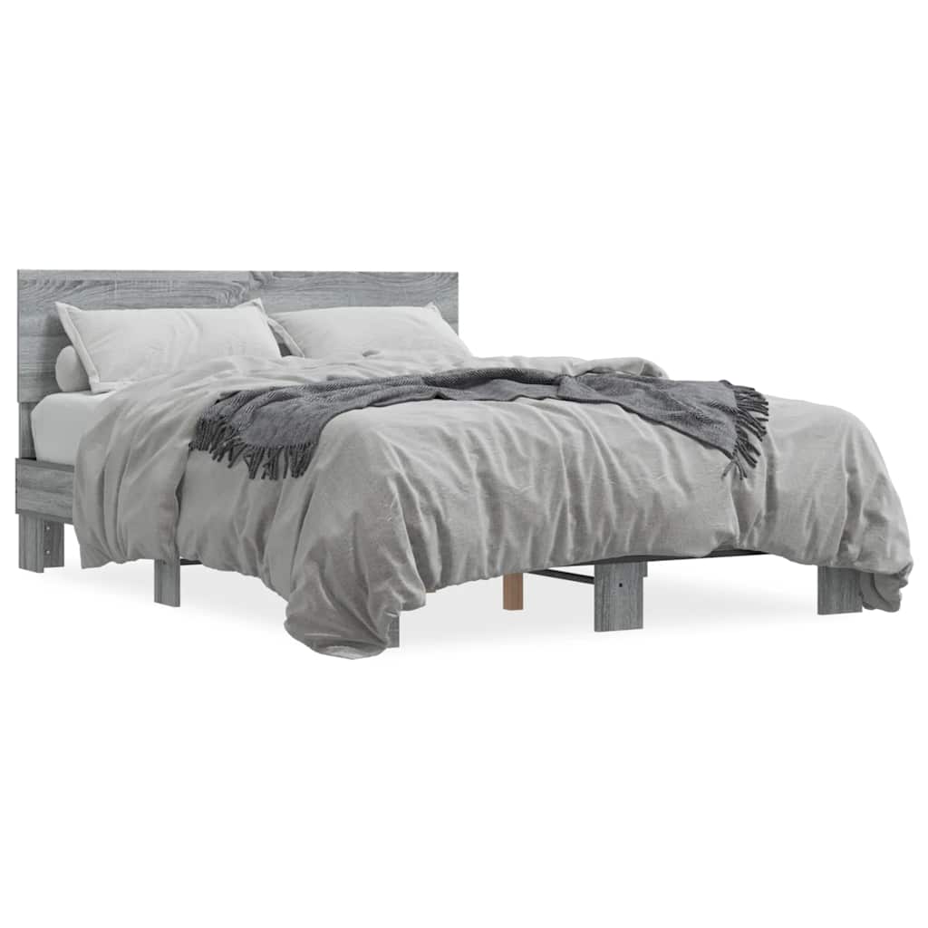 vidaXL Πλαίσιο Κρεβατιού Γκρι Sonoma 120x200 εκ. Επεξ. Ξύλο & Μέταλλο