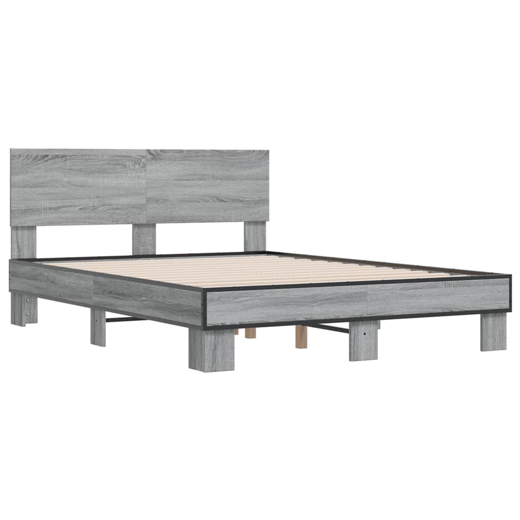 vidaXL Πλαίσιο Κρεβατιού Γκρι Sonoma 120x200 εκ. Επεξ. Ξύλο & Μέταλλο