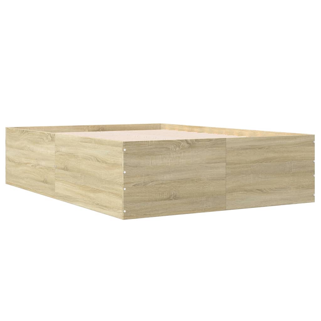 vidaXL Πλαίσιο Κρεβατιού Sonoma Δρυς 135x190 εκ. Επεξεργασμένο Ξύλο