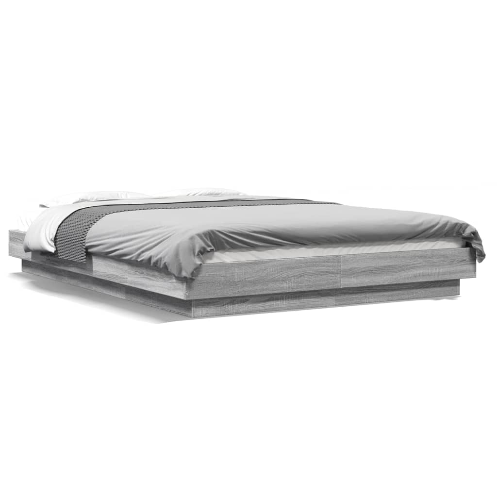 vidaXL Πλαίσιο Κρεβατιού με Φώτα LED Γκρι sonoma 140x200εκ. Επεξ. Ξύλο