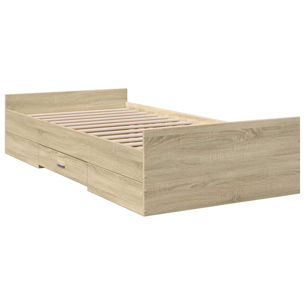 vidaXL Πλαίσιο Κρεβατιού με συρτάρια Sonoma Δρυς 90x200εκ. Επεξ. Ξύλο