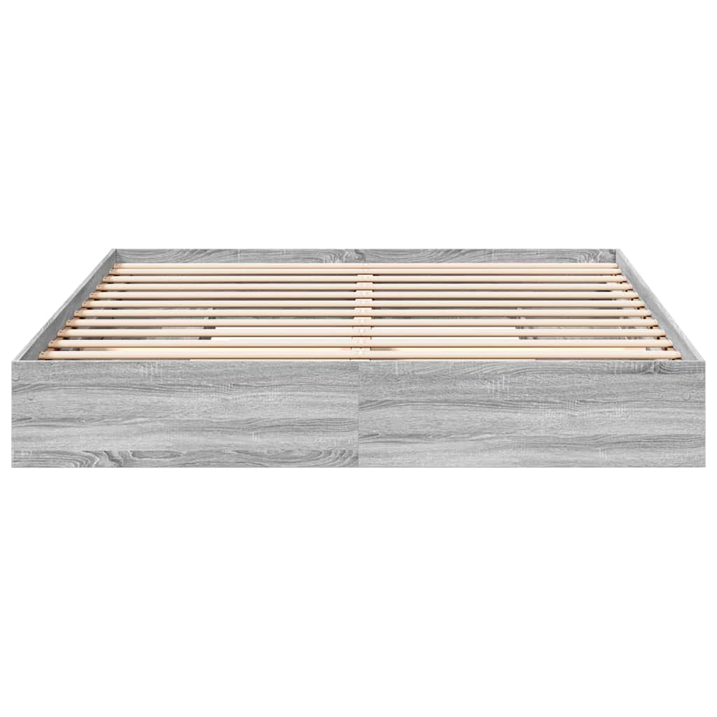vidaXL Πλαίσιο Κρεβατιού με συρτάρια Γκρι sonoma 200x200εκ. Επεξ. Ξύλο