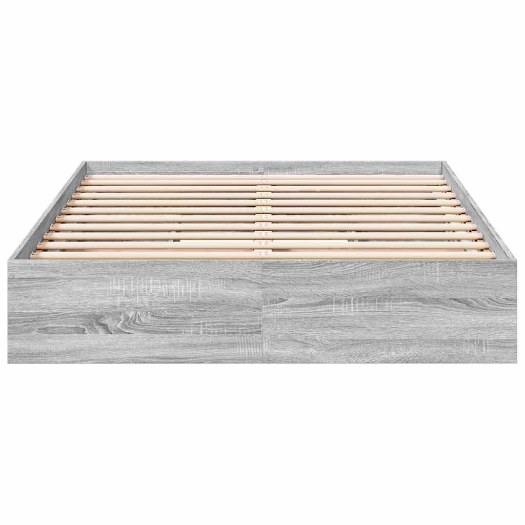 vidaXL Πλαίσιο Κρεβατιού με συρτάρια Γκρι sonoma 140x200εκ. Επεξ. Ξύλο