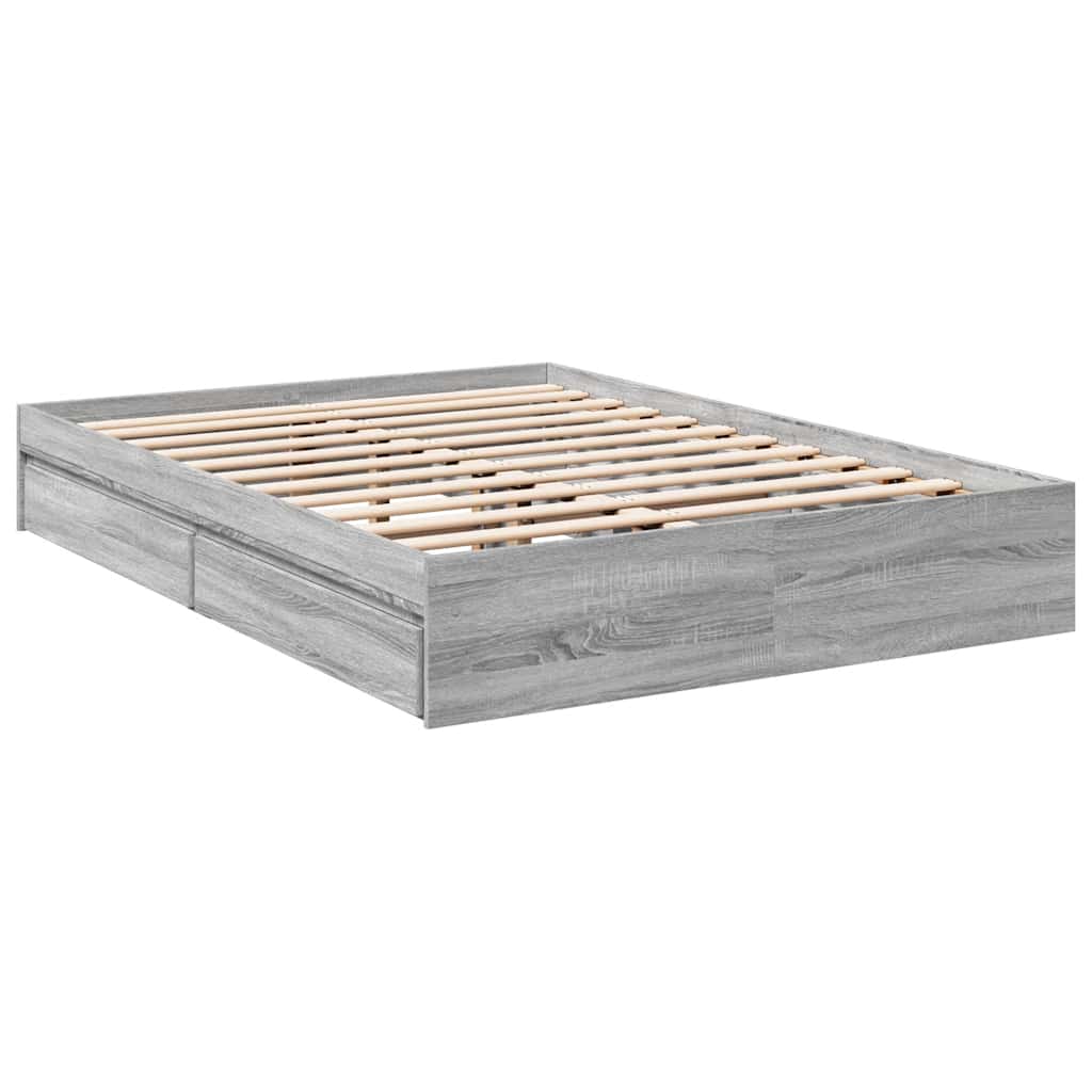 vidaXL Πλαίσιο Κρεβατιού με συρτάρια Γκρι sonoma 120x200εκ. Επεξ. Ξύλο