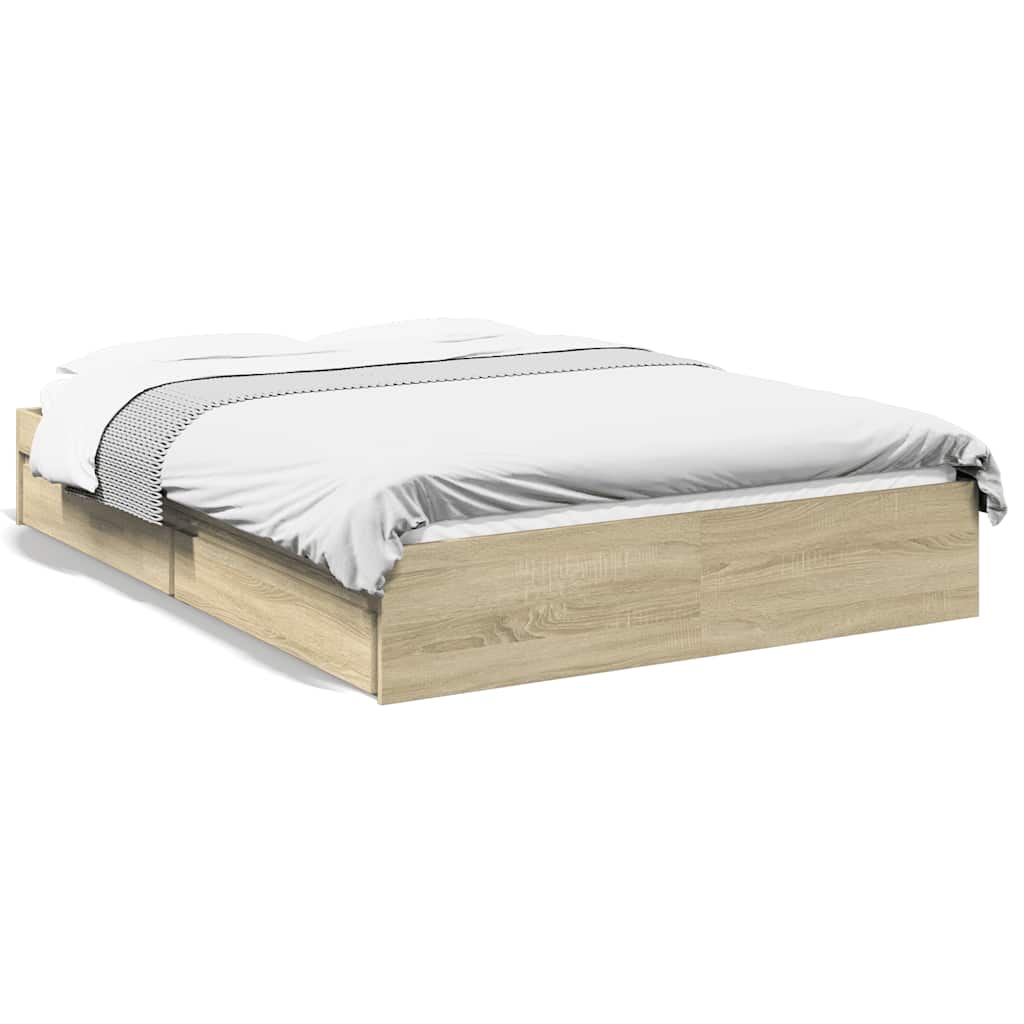 vidaXL Πλαίσιο Κρεβατιού με συρτάρια Sonoma Δρυς 120x190εκ. Επεξ. Ξύλο