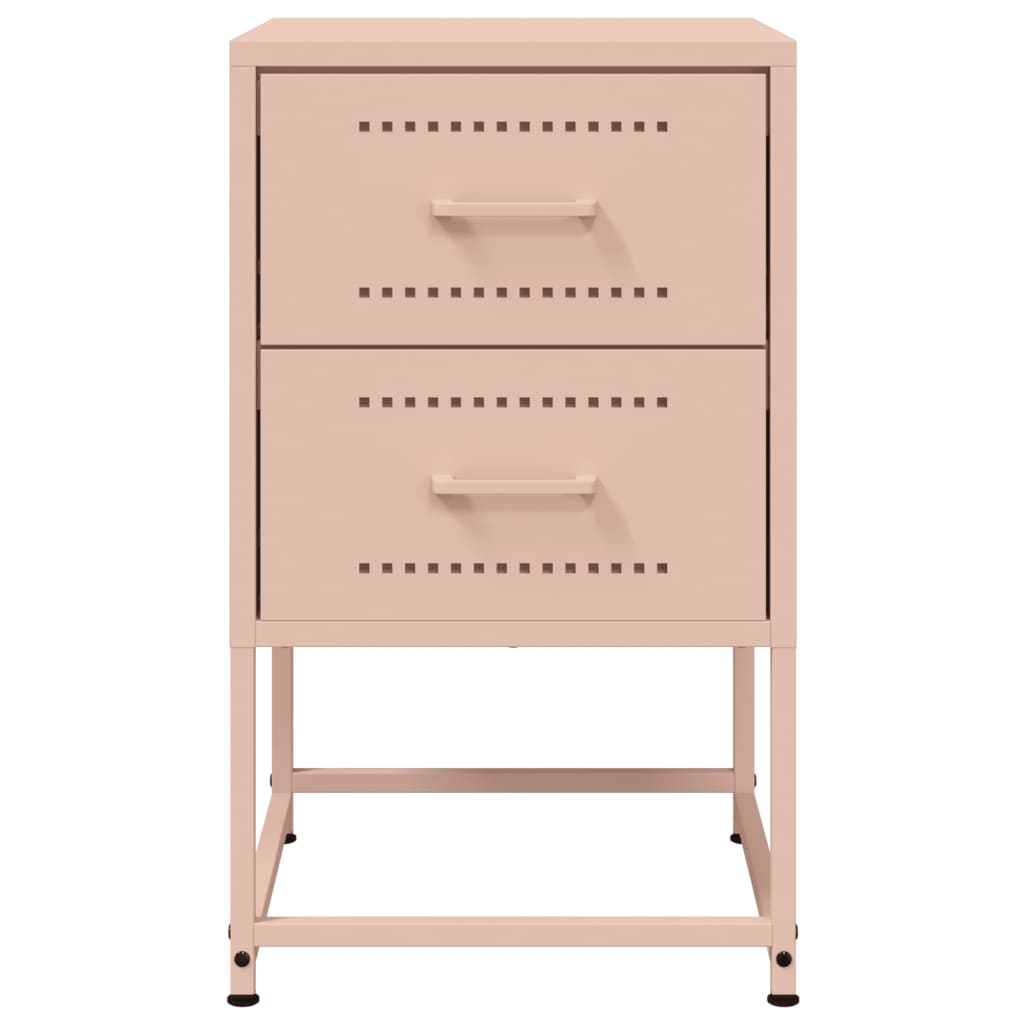 vidaXL Κομοδίνο Ροζ 36x39x60,5 εκ. από Χάλυβα
