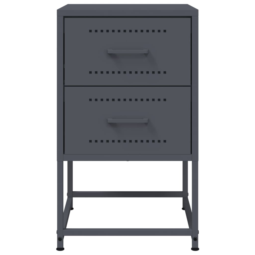 vidaXL Κομοδίνα 2 τεμ. Ανθρακί 36 x 39 x 60,5 εκ. Ατσάλινο