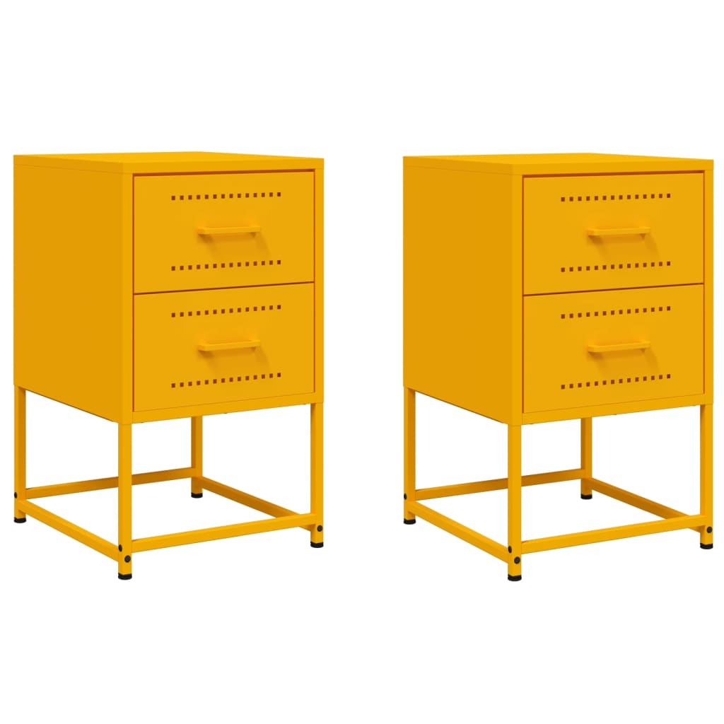 vidaXL Κομοδίνα 2 τεμ. Μουσταρδί 36x39x60,5 εκ. από Χάλυβα