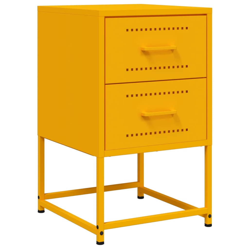 vidaXL Κομοδίνα 2 τεμ. Μουσταρδί 36x39x60,5 εκ. από Χάλυβα