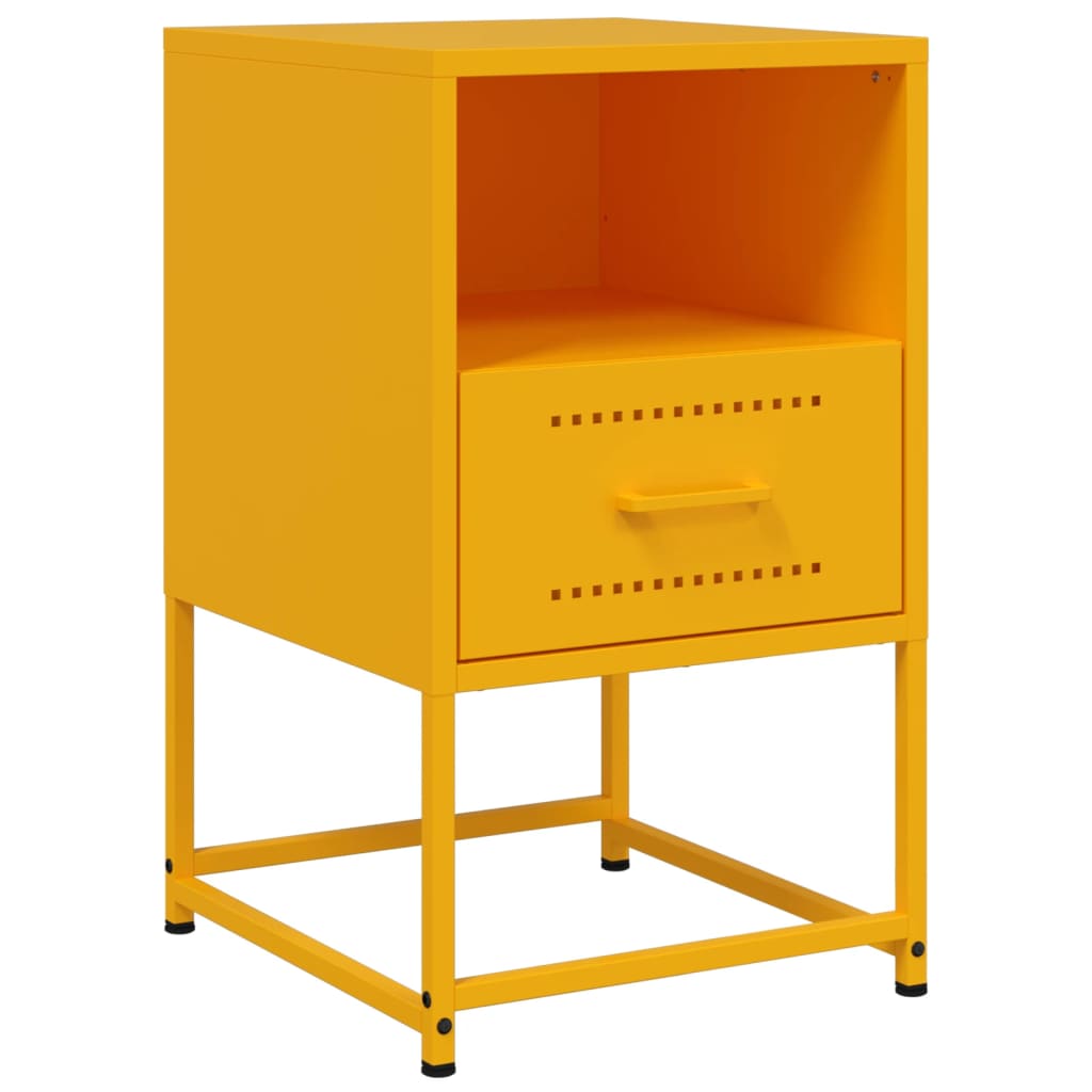 vidaXL Κομοδίνο Μουσταρδί 36x39x60,5 εκ. από Χάλυβα