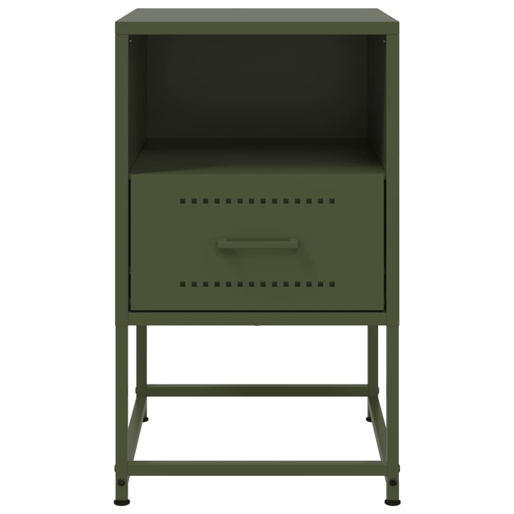 vidaXL Κομοδίνα 2 τεμ. Πράσινο Λαδί 36x39x60,5 εκ. από Χάλυβα