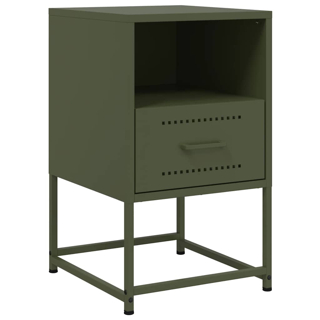 vidaXL Κομοδίνα 2 τεμ. Πράσινο Λαδί 36x39x60,5 εκ. από Χάλυβα
