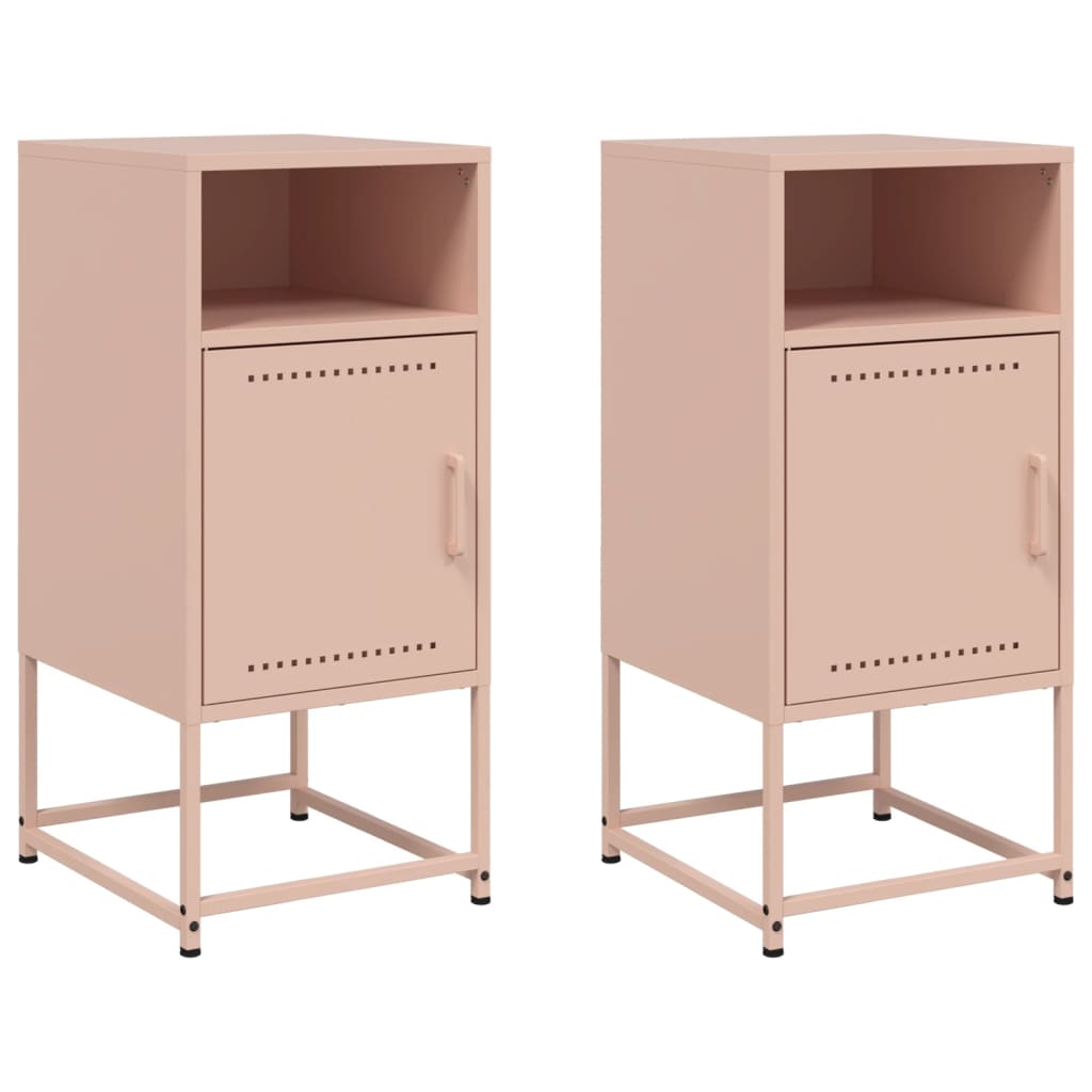 vidaXL Κομοδίνα 2 τεμ. Ροζ 36x39x78 εκ. από Χάλυβα