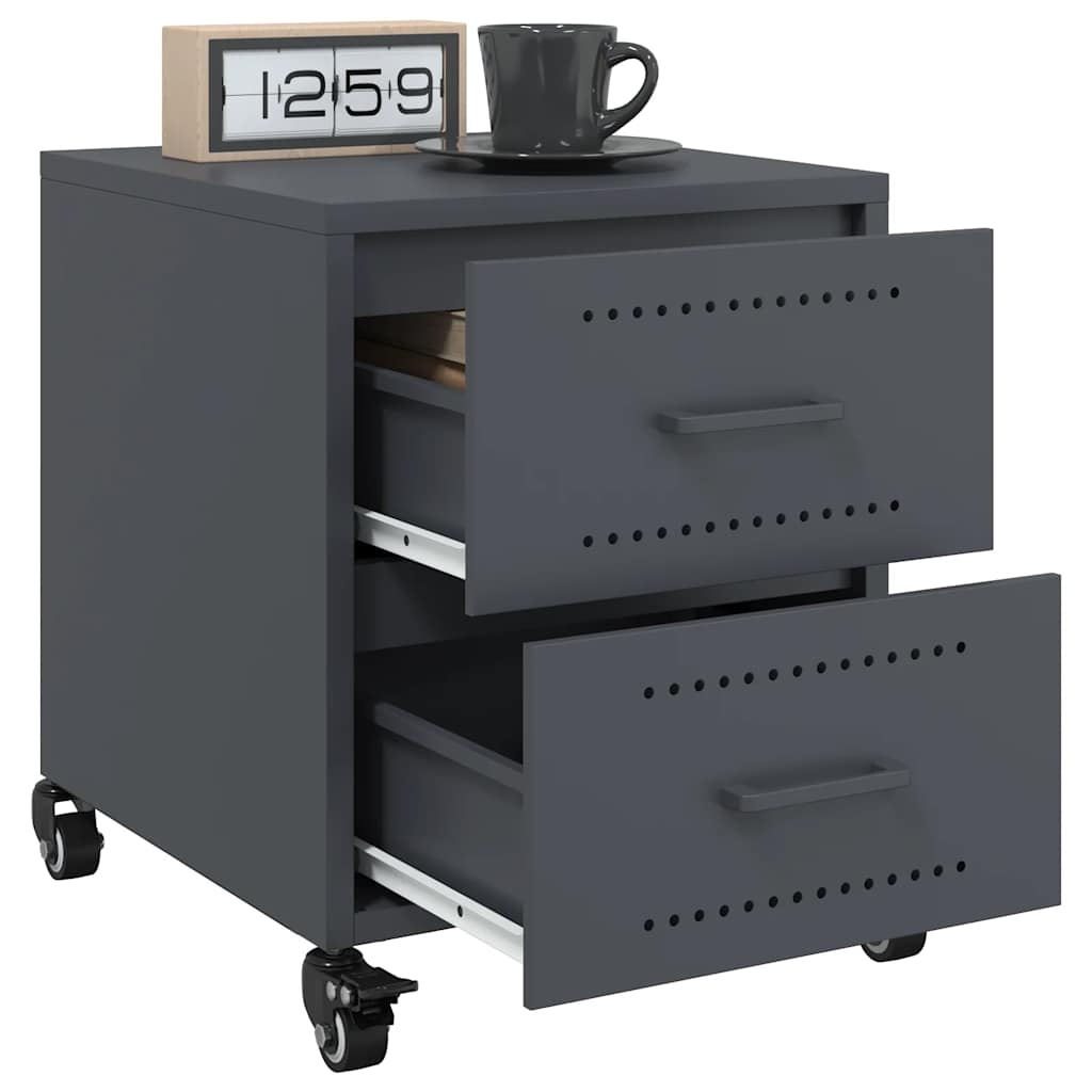 vidaXL Κομοδίνα 2 τεμ. Ανθρακί 36x39x43,5 εκ. από Χάλυβα