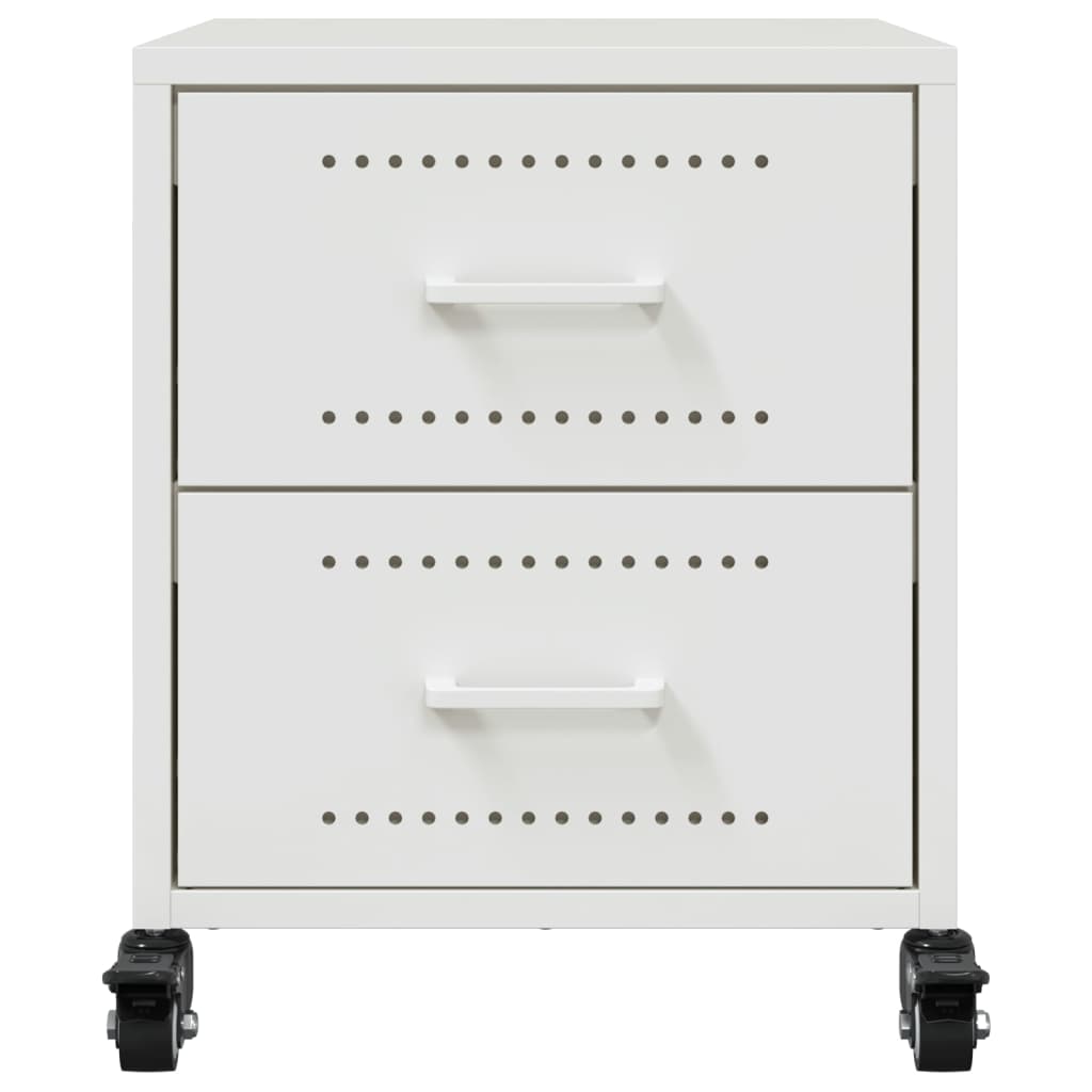 vidaXL Κομοδίνο Λευκό 36x39x43,5 εκ. από Χάλυβα