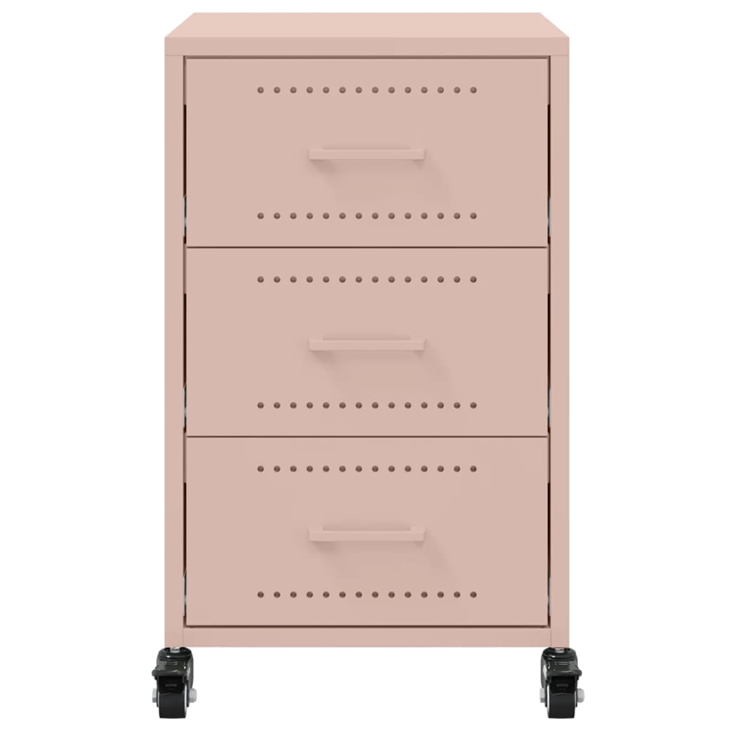 vidaXL Κομοδίνο Ροζ 36x39x59 εκ. από Χάλυβα
