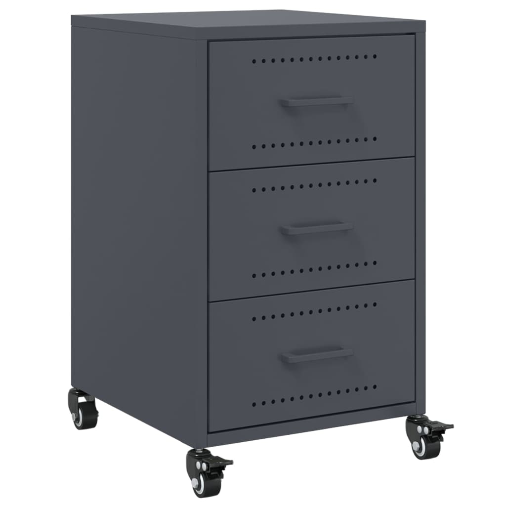 vidaXL Κομοδίνο Ανθρακί 36x39x59 εκ. από Χάλυβα
