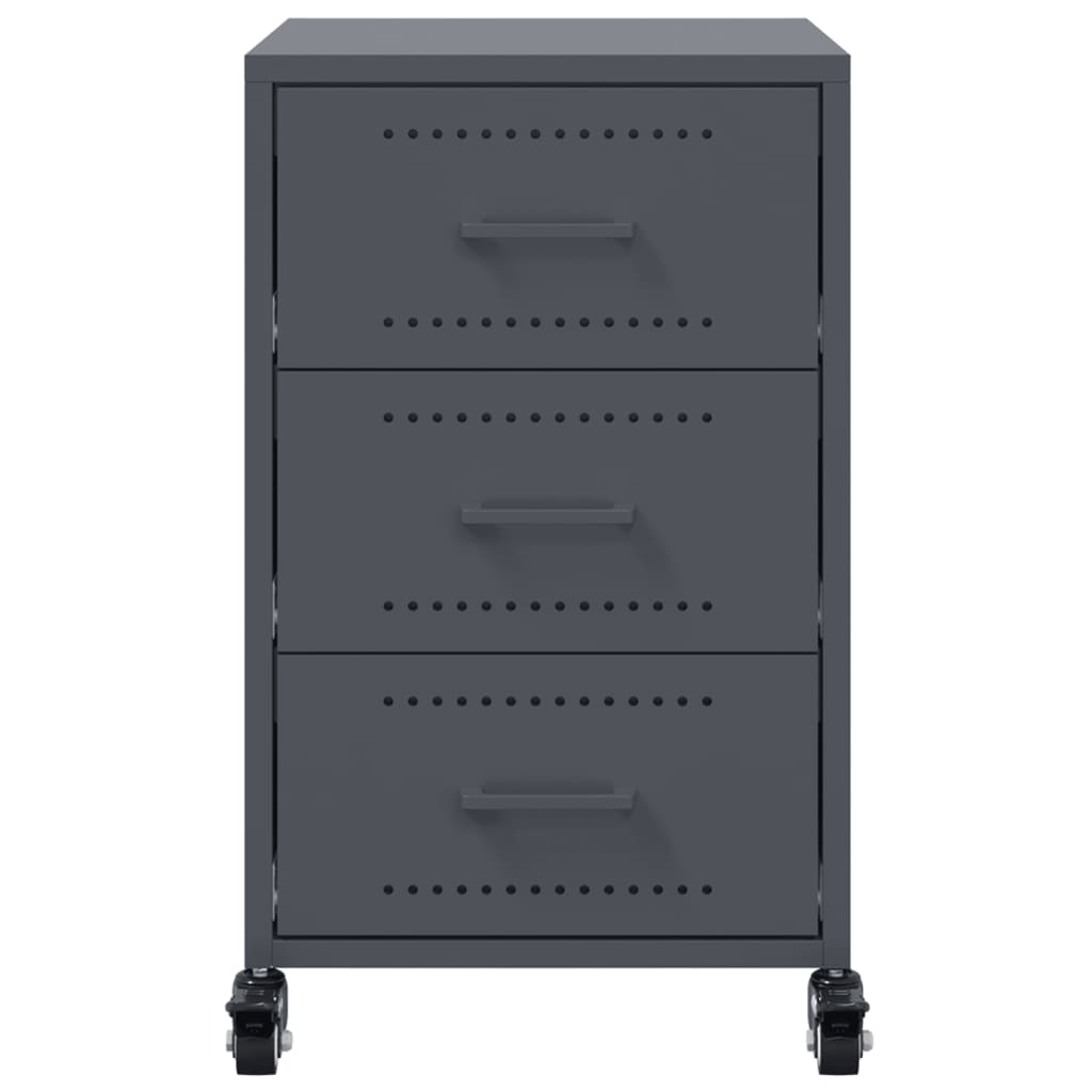 vidaXL Κομοδίνο Ανθρακί 36x39x59 εκ. από Χάλυβα