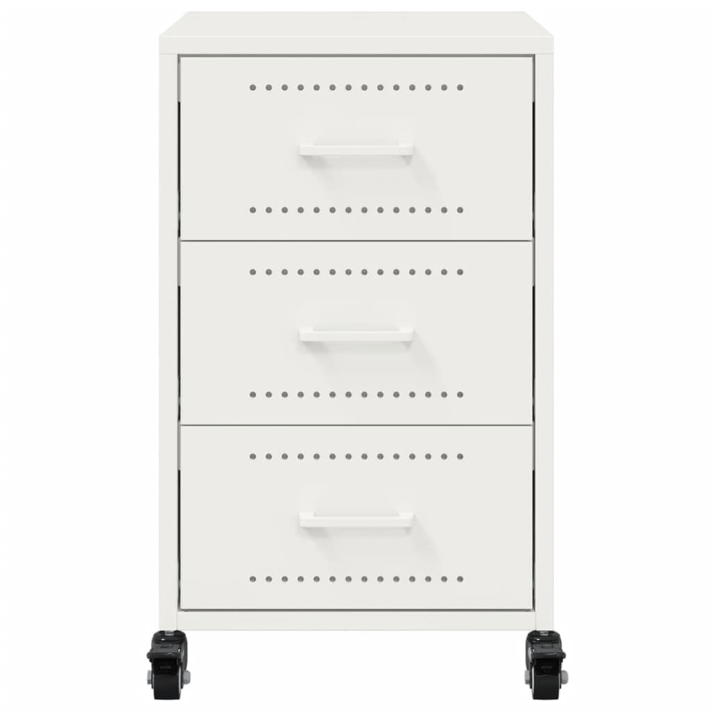 vidaXL Κομοδίνο Λευκό 36x39x59 εκ. από Χάλυβα