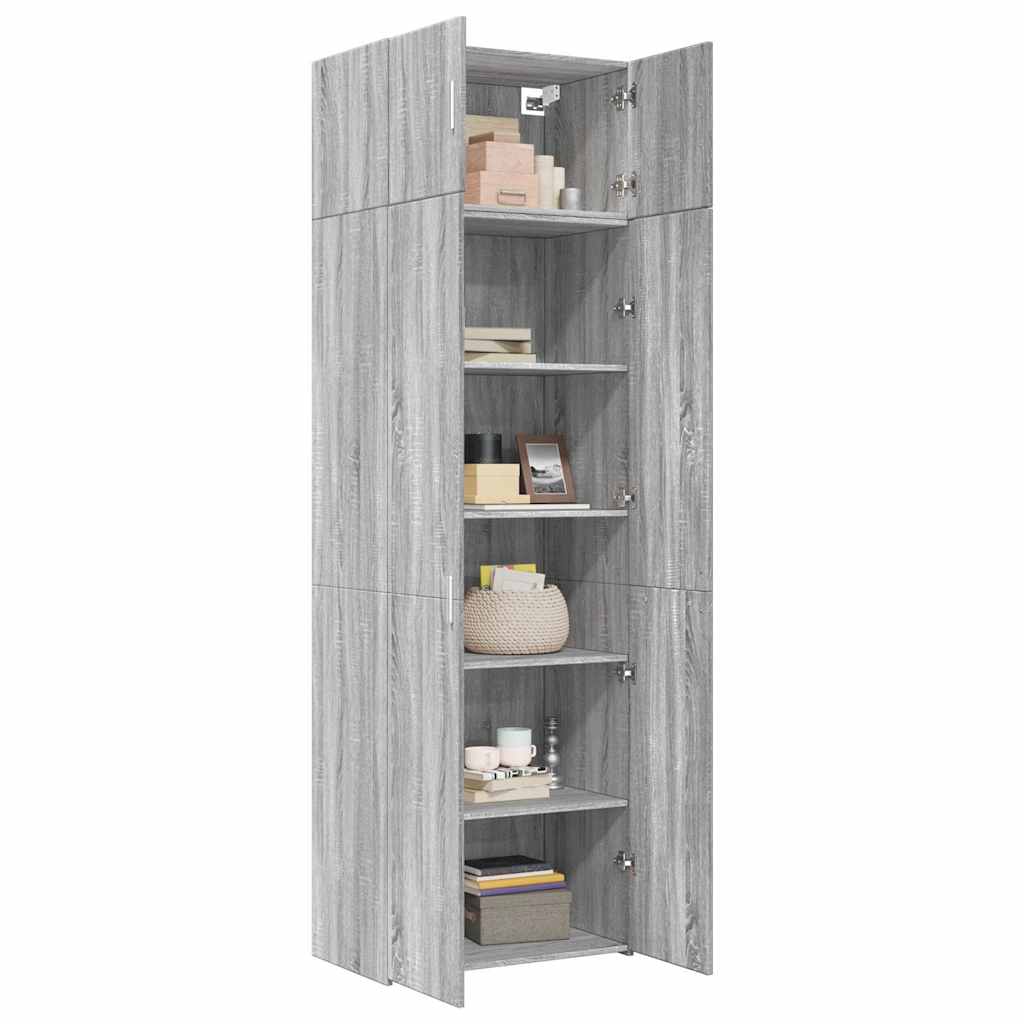 vidaXL Ραφιέρα με Ντουλάπια Γκρι Sonoma 70x42,5x225 εκ. Επεξ. Ξύλο
