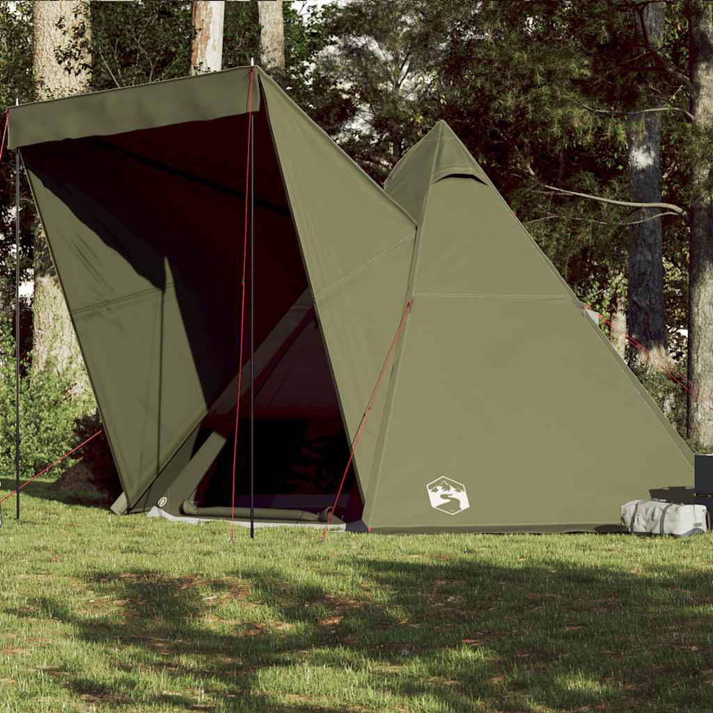 vidaXL Σκηνή Οικογενειακή Tipi 6 Ατόμων Αδιάβροχη Πράσινη Λαδί