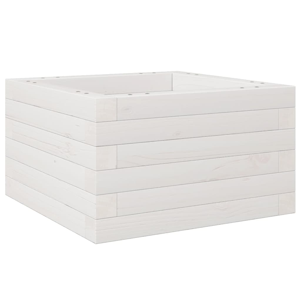 vidaXL Ζαρντινιέρα Κήπου Λευκή 40x40x23 εκ. από Μασίφ Ξύλο Πεύκου