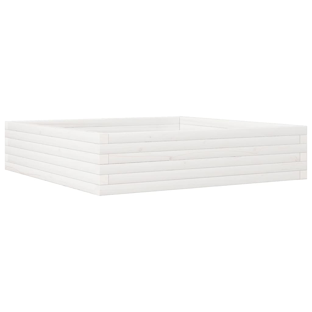 vidaXL Ζαρντινιέρα Κήπου Λευκή 100x100x23 εκ. από Μασίφ Ξύλο Πεύκου
