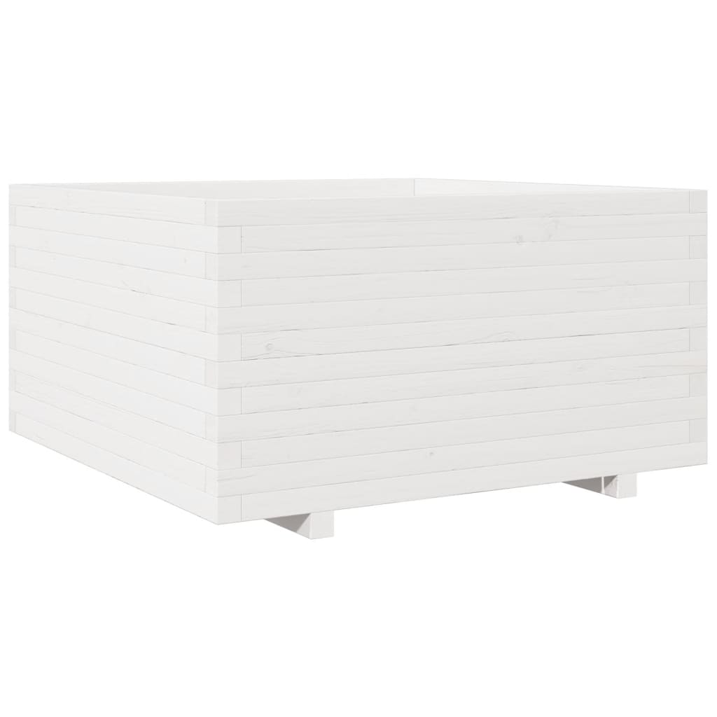vidaXL Ζαρντινιέρα Κήπου Λευκή 90x90x49,5 εκ. από Μασίφ Ξύλο Πεύκου