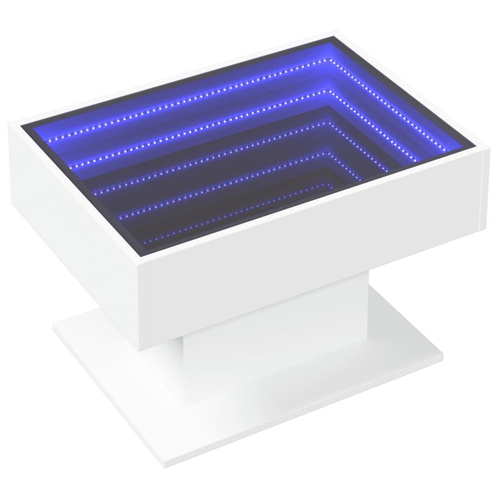 vidaXL Τραπεζάκι Σαλονιού με LED Λευκό 70x50x45 εκ. Επεξεργασμένο Ξύλο