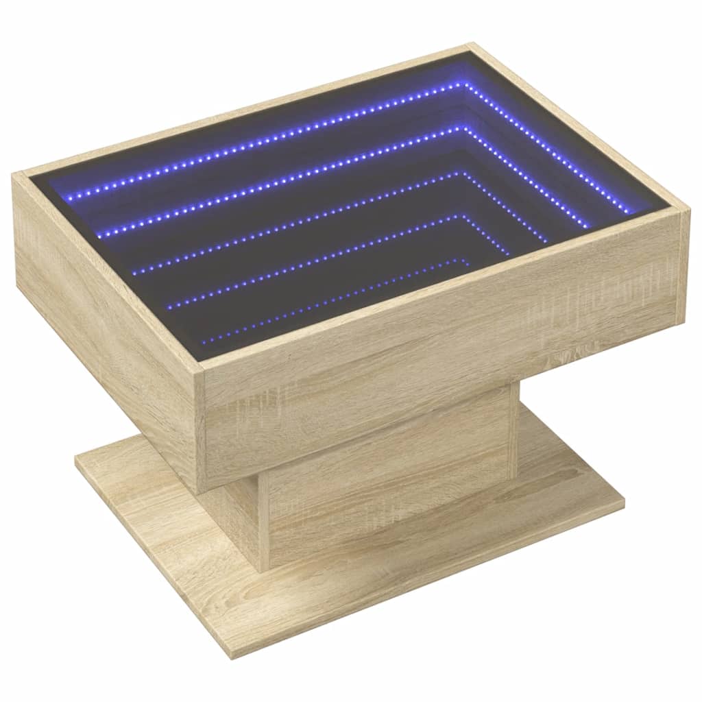 vidaXL Τραπεζάκι Σαλονιού με LED Δρυς 70x50x45 εκ. Επεξεργασμένο Ξύλο