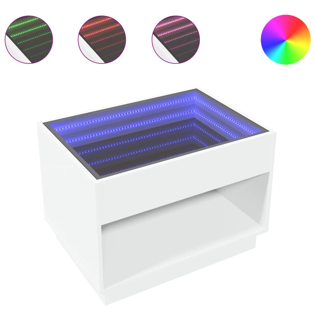 vidaXL Τραπεζάκι Σαλονιού Infinity LED Λευκό 70x50x50 εκ.