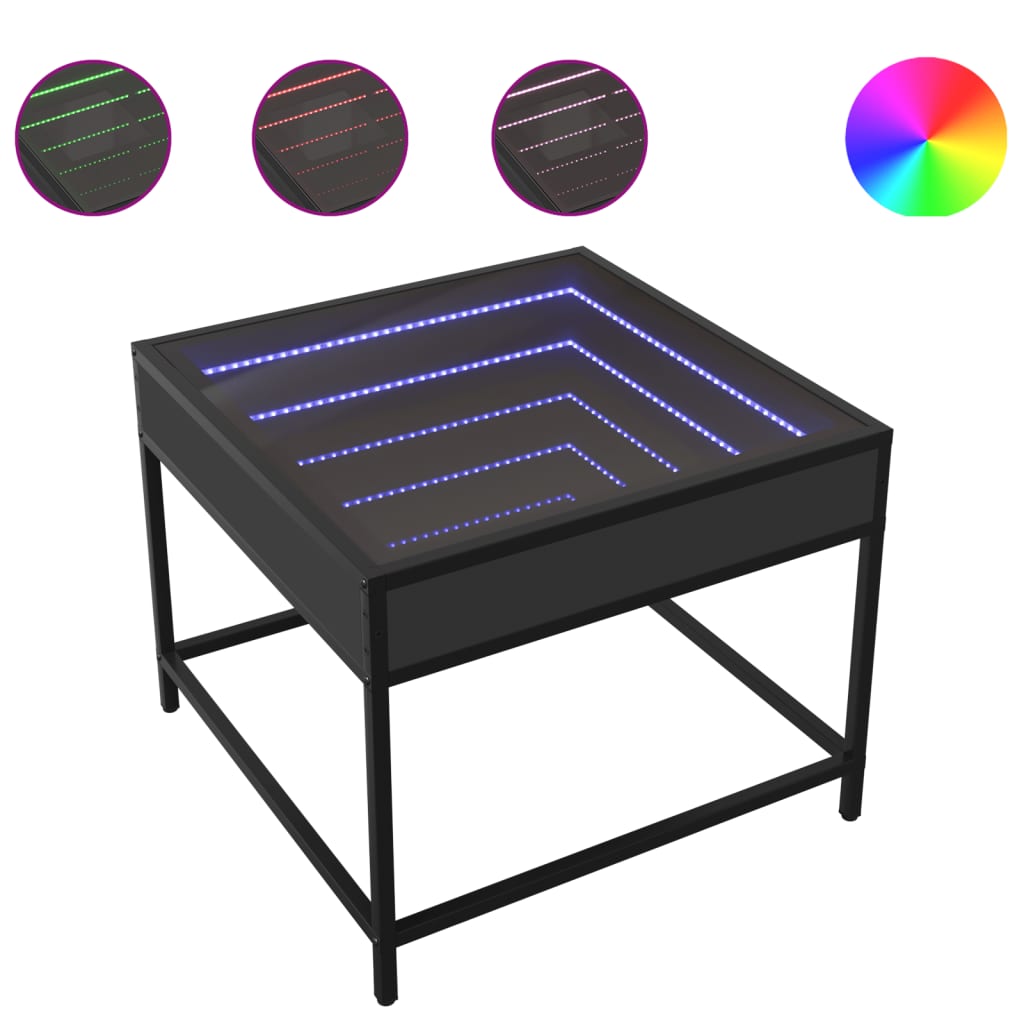 vidaXL Τραπεζάκι Σαλονιού Infinity LED Μαύρο 50x50x41 εκ.
