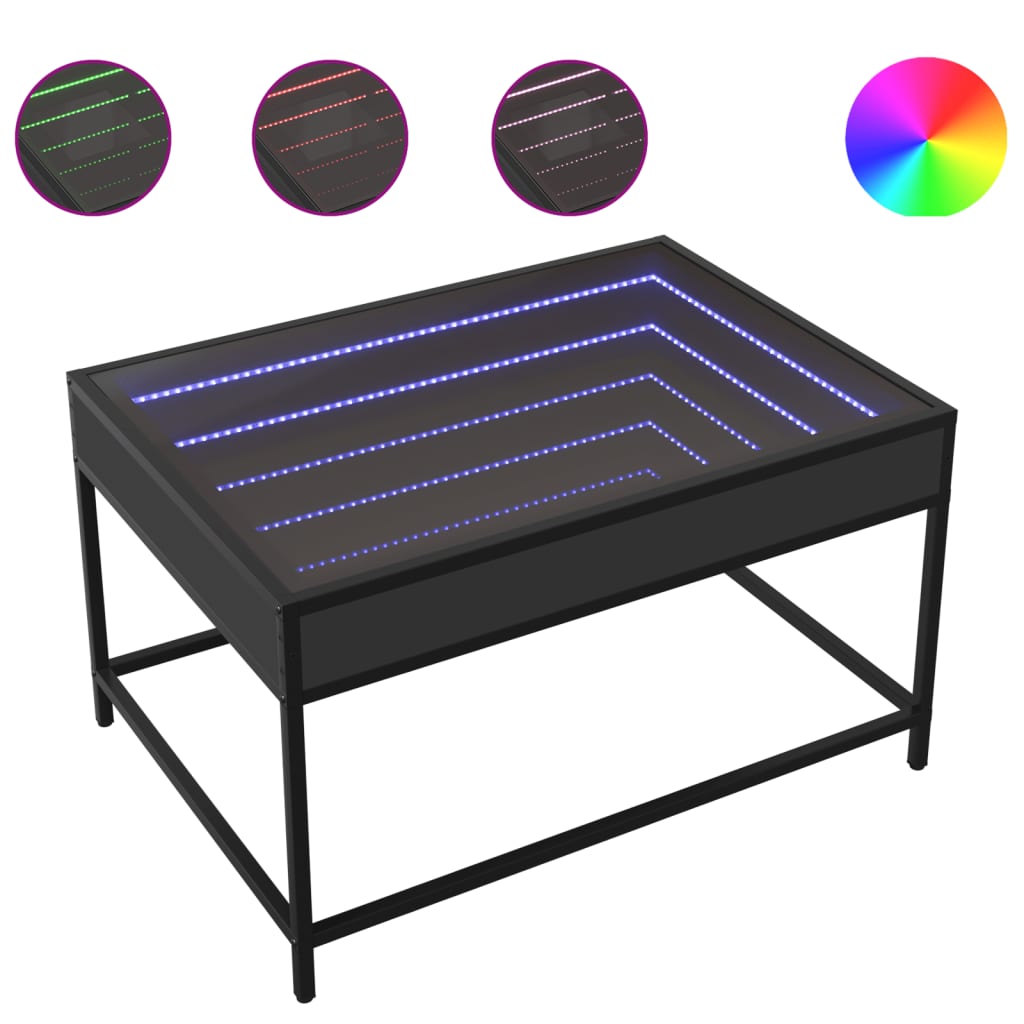 vidaXL Τραπεζάκι Σαλονιού Infinity LED Μαύρο 70x50x41 εκ.