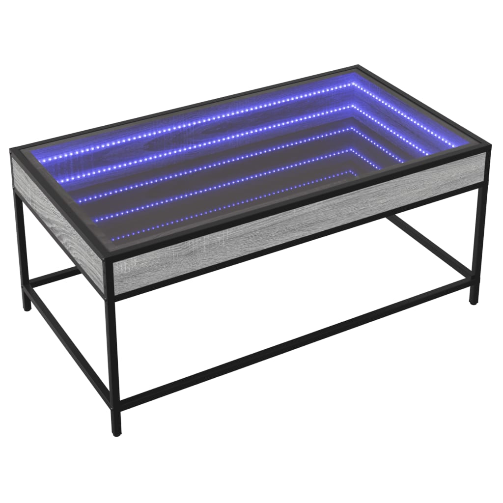 vidaXL Τραπεζάκι Σαλονιού Άπειρο Φως LED Γκρι Sonoma 90x50x41 εκ.
